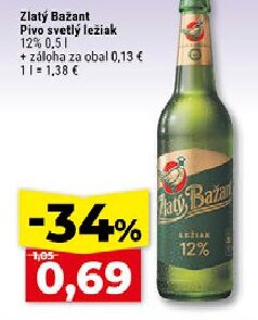 Zlatý Bažant Pivo svetlý ležiak