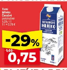Tami Mlieko Čerstvé polotučné