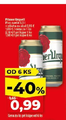 Pilsner Urquell Pivo svetlé