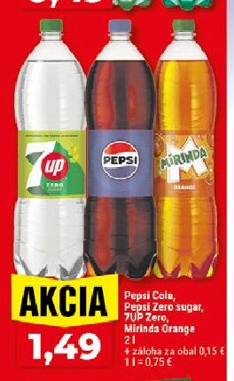 Pepsi Cola, Pepsi Zero sugar, 7UP Zero, Mirinda Orange