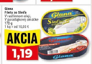 Giana Filety zo Sled'a V rastlinnom oleji, V paradajkovej omáčke