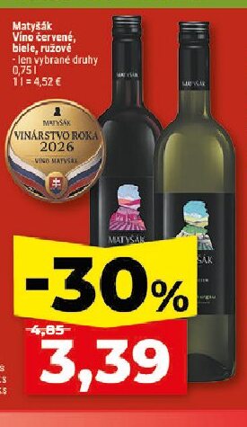 Matyšák Víno červené, biele, ružové
