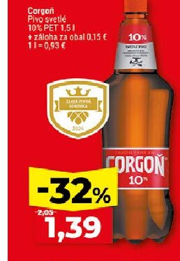 Corgoň Pivo svetlé 10% PET
