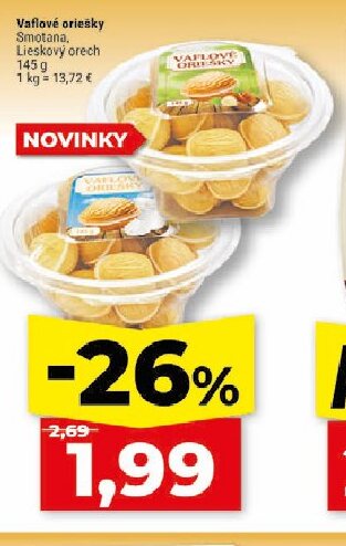 Vaflové oriešky Smotana, Lieskový orech