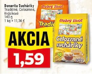 Bonavita Sucháriky Tradičné, Celozrnné, Kváskové