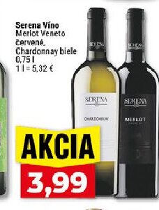 Serena Víno Merlot Veneto červené, Chardonnay biele
