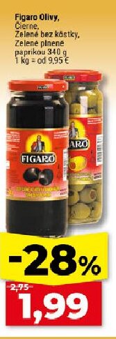 Figaro Olivy, Čierne, Zelené bez kôstky, Zelené plnené paprikou