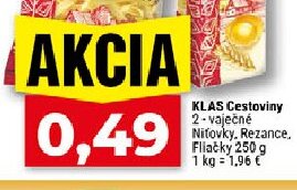 KLAS Cestoviny 2-vaječné Niťovky, Rezance, Fliačky