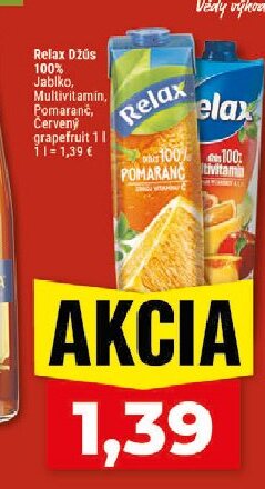 Relax Džús 100% Jablko, Multivitamín, Pomaranč, Červený grapefruit