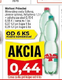 Mattoni Prírodná Minerálna voda Sýtená, Jemne sýtená, Nesýtená