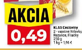 KLAS Cestoviny 2-vaječné Niťovky, Rezance, Fliačky