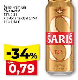 Šariš Premium Pivo svetlé