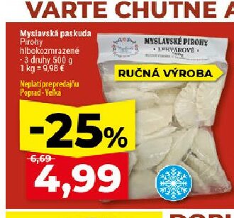 Myslavská paskuda Pirohy hlbokozmrazené