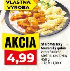 Staromestský Maďarský guláš z morčacieho stehna, cestoviny