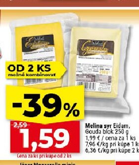 Melina syr Eidam, Gouda blok