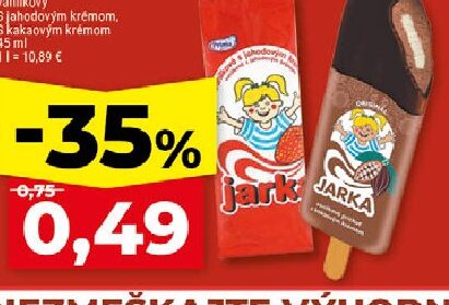 Prima nanuk Jarka vanilkový S jahodovým krémom, S kakaovým krémom