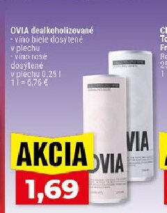 OVIA dealkoholizované víno biele dosýtené v plechu, víno rosé dosýtené v plechu