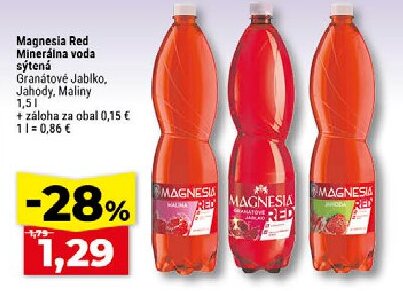 Magnesia Red Minerálna voda sýtená Granátové Jablko, Jahody, Maliny