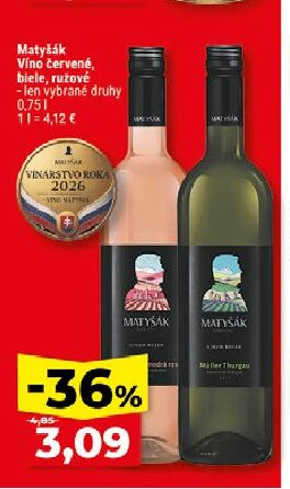 Matyšák Víno červené, biele, ružové - len vybrané druhy