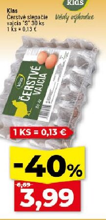Klas Čerstvé slepačie vajcia "S"