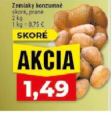 Zemiaky konzumné skoré, prané
