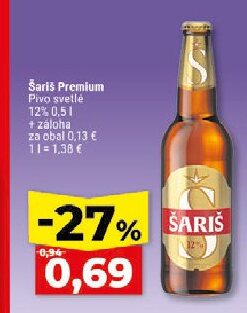 Šariš Premium Pivo svetlé