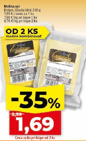Melina syr Eidam, Gouda blok