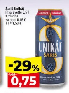 Šariš Unikát Pivo svetlé