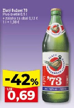 Zlatý Bažant 73 Pivo svetlé