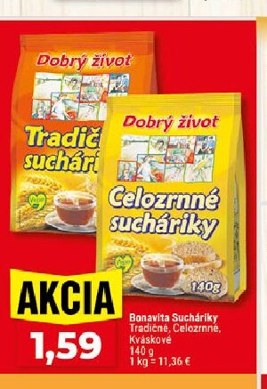 Bonavita Sucháriky Tradičné, Celozrnné, Kváskové