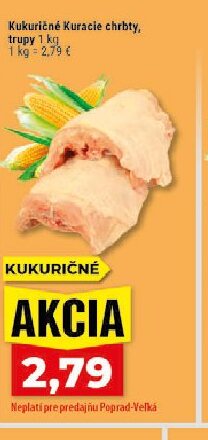 Kukuričné Kuracie chrbty, trupy