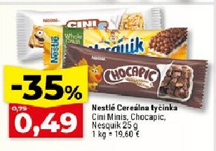 Nestlé Cereálna tyčinka Cini Minis, Chocapic, Nesquik