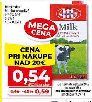 Mlekovita Mlieko trvanlivé plnotučné 3,5%