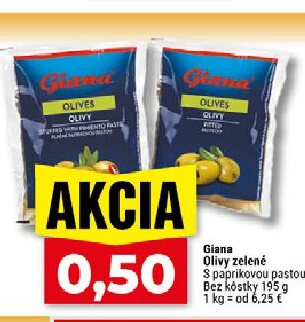 Giana Olivy zelené S paprikovou pastou Bez kostky