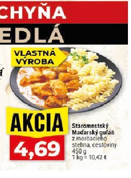 Staromestský Maďarský guláš z morčacieho stehna, cestoviny