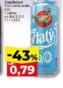 Zlatý Bažant Pivo svetlé nealko