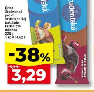 Orion Študentská pečať Višne v horkej čokoláde, Pistáciová mliečna