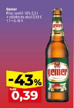 Gemer Pivo svetlé 10%