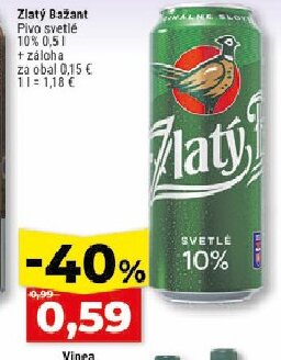 Zlatý Bažant Pivo svetlé 10%