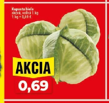 Kapusta biela skorá, voľná