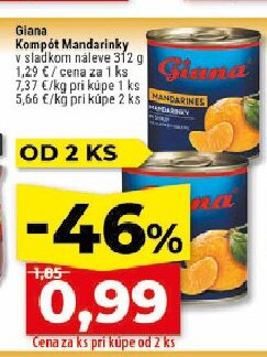 Giana Kompót Mandarinky v sladkom náleve