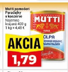 Mutti pomodori Paradajky v konzerve Najemno krájané