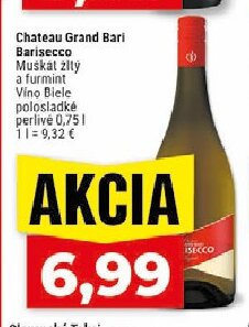 Chateau Grand Bari Barisecco Muškát žltý a furmint Víno Biele polosladké perlivé