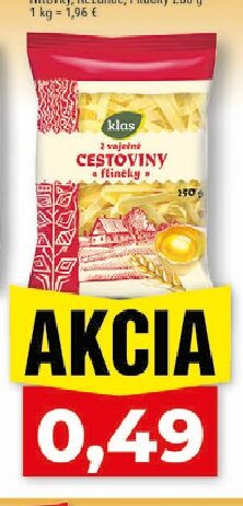 KLAS Cestoviny 2-vaječné Niťovky, Rezance, Fliačky