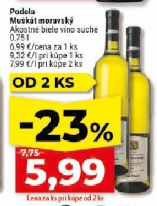 Podola Muškát moravský Akostné biele víno suché