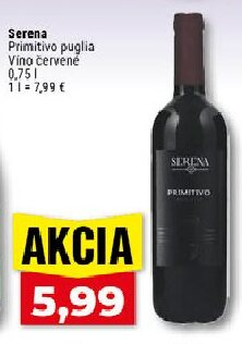 Serena Primitivo puglia Víno červené