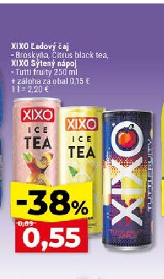 XIXO Ľadový čaj Broskyňa, Citrus black tea, Sýtený nápoj Tutti fruity