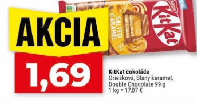 KitKat čokoláda Oriešková, Slaný karamel, Double Chocolate