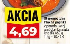 Staromestská Plnená paprika v paradajkovej omáčke, kysnutá knedľa
