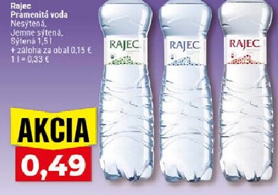 Rajec Pramenitá voda Nesýtená, Jemne sýtená, Sýtená